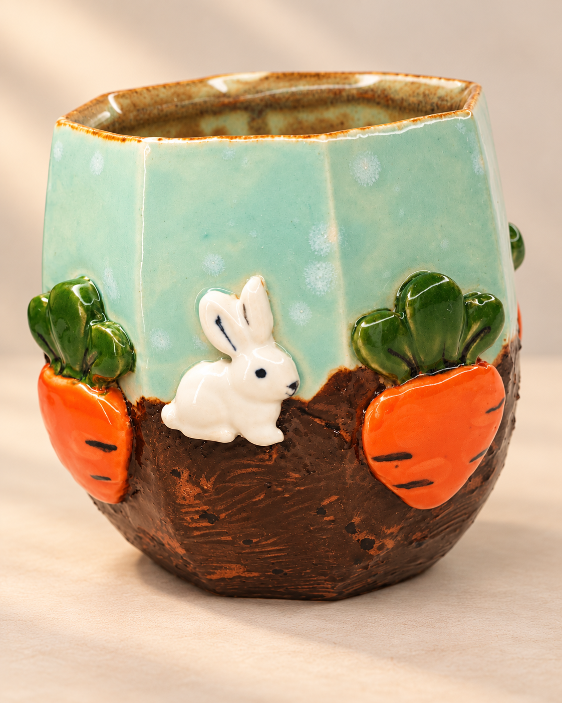 Bunny and Carrots Stoneware Mug