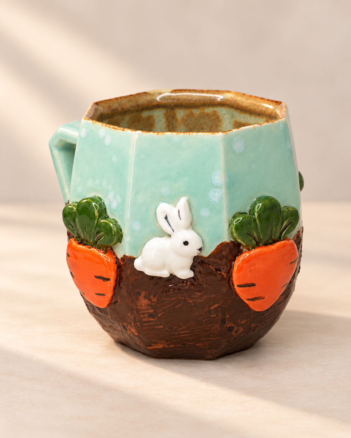 Bunny and Carrots Stoneware Mug